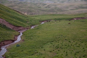 Tulpar kol and surrounding hills